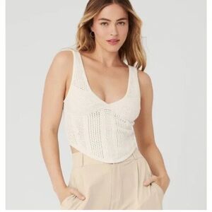 Alo Yoga Chase the Sun White Knit Top